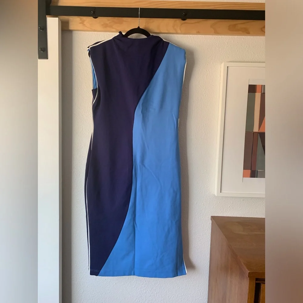 NWT Anthropologie Maeve Muscle Colorblock Midi Dress in BLUE, Size LP - Picture 5 of 6